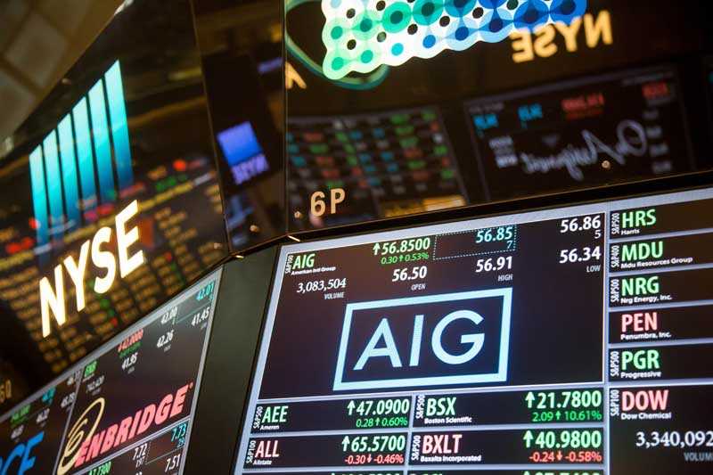 Det amerikanske forsikringsselskapet AIG på New York-børsen tidligere i år.